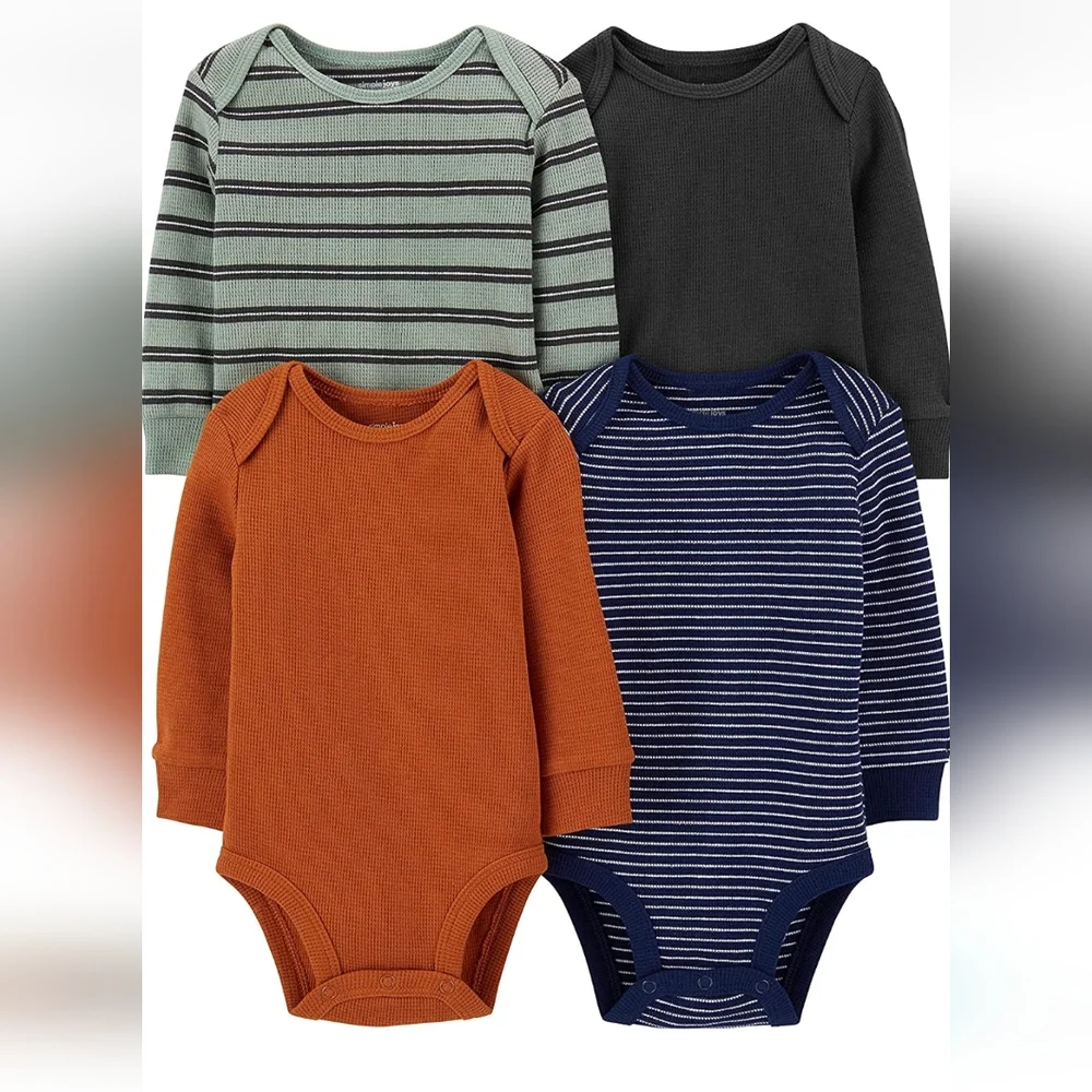 simple joy unisex babies long Sleeves Thermal Bodysuits bundle of 4 preowned - Picture 1 of 5